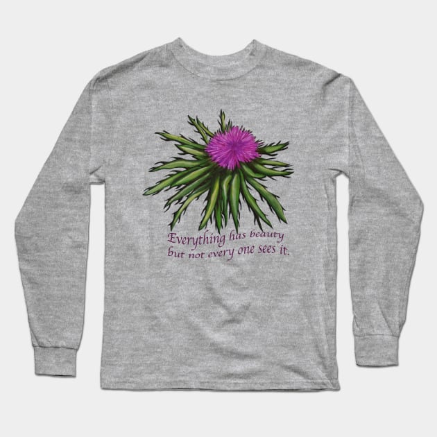 Thistle flower Long Sleeve T-Shirt by PaintingsbyArlette